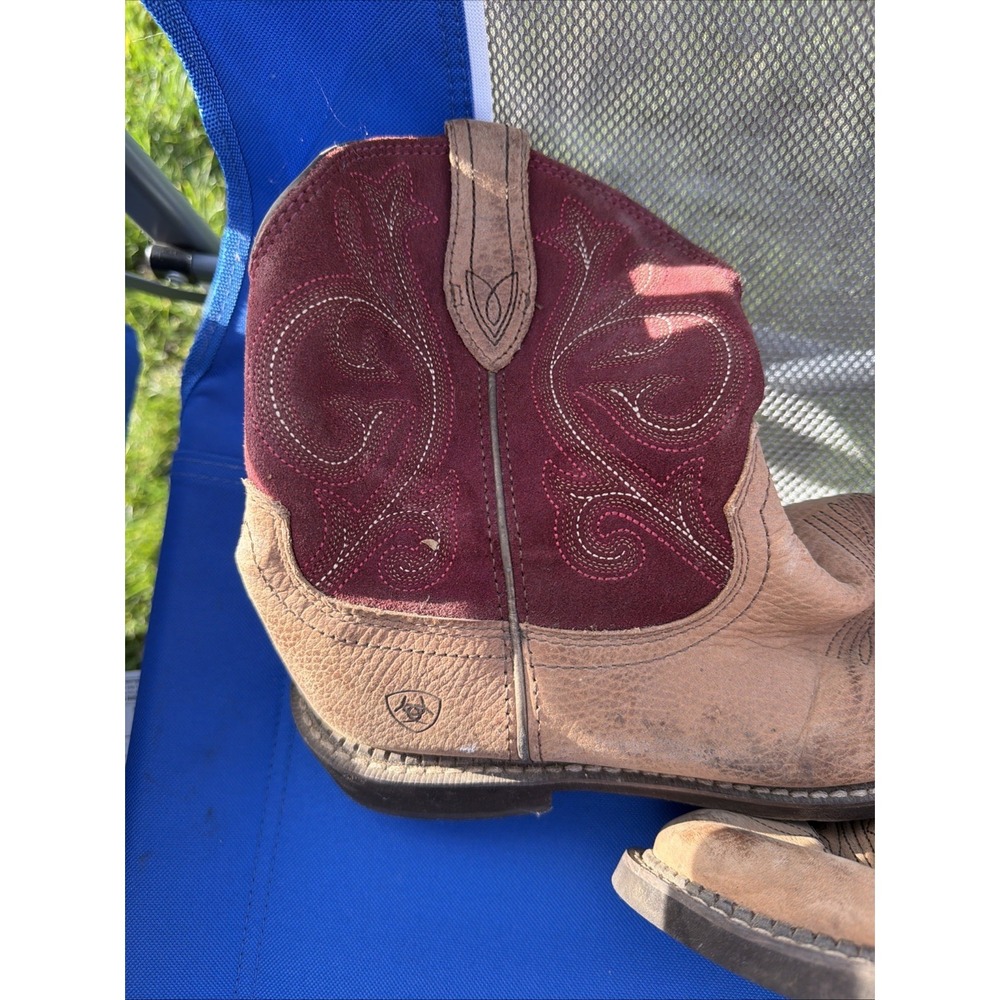 Ariat Boots Fatbaby Heritage 8.5 B Womens 10026116 Burgundy Tan Cowgirl Western - Picture 2 of 16